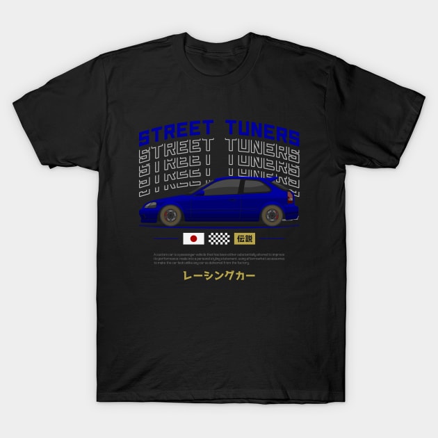 Midnight Racer Blue EK 9 JDM T-Shirt by GoldenTuners